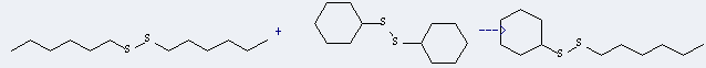 Disulfide, dihexyl can be used to produce 1-Hexyl cyclohexyl disulfide with dicyclohexyl disulfide.